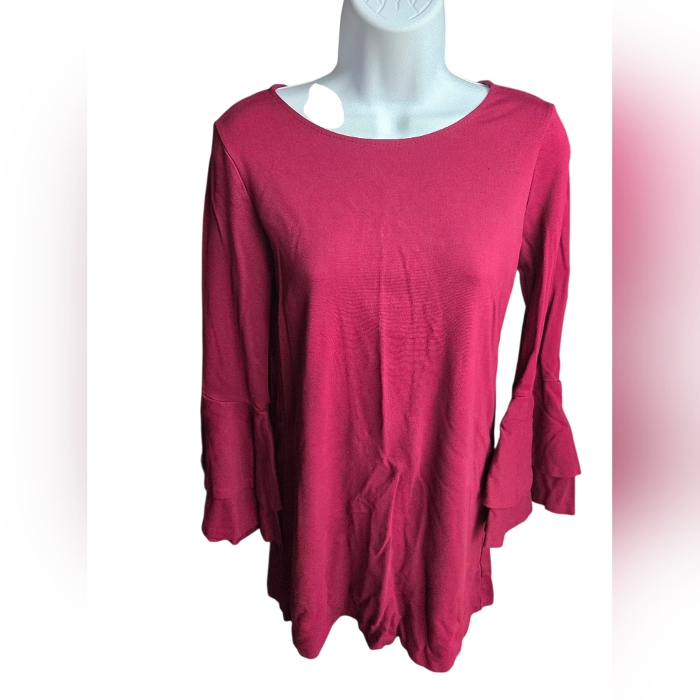Slate & Willow Burgundy Ruffled A Line Dress Size S